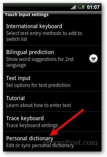 Pridajte slovník Android 4