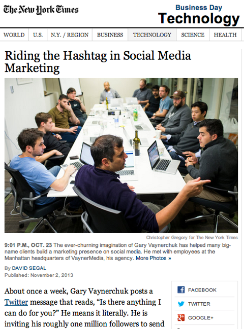 New York Times jazdenie na hashtagu