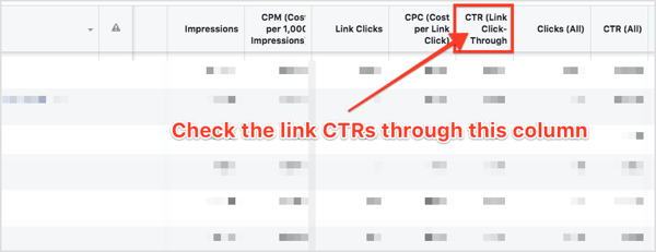 V sekcii Súbory reklám na hlavnom paneli posuňte zobrazenie doprava a vyhľadajte stĺpec CTR (prekliknutie pomocou odkazu).