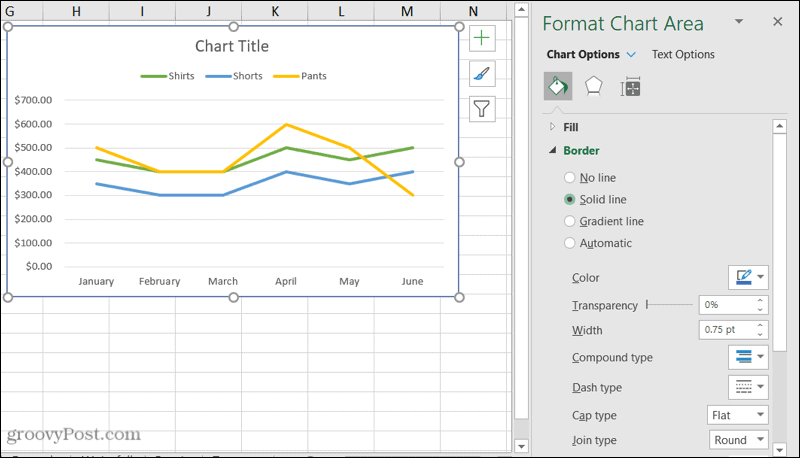 Formátujte bočný panel grafu v programe Excel