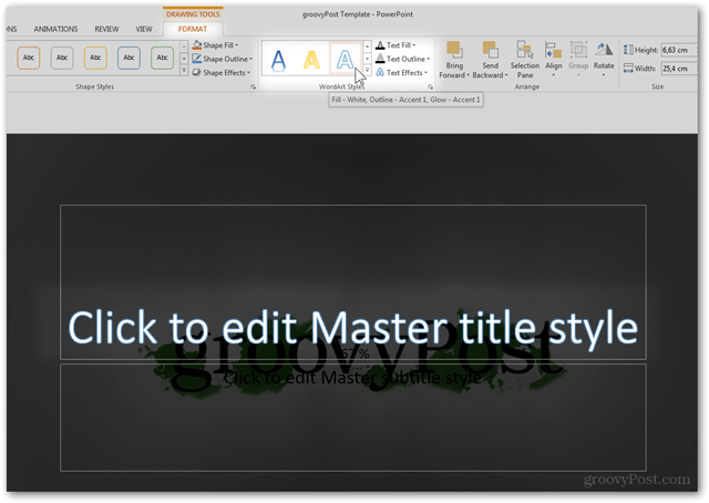 Šablóna balíka Office 2013 Vytvorte si vlastný dizajn POTX Prispôsobenie snímok Prezentácia Výukový program Ako upraviť štýl písma WordArt Vlastnosti písma Predvolené úpravy textu