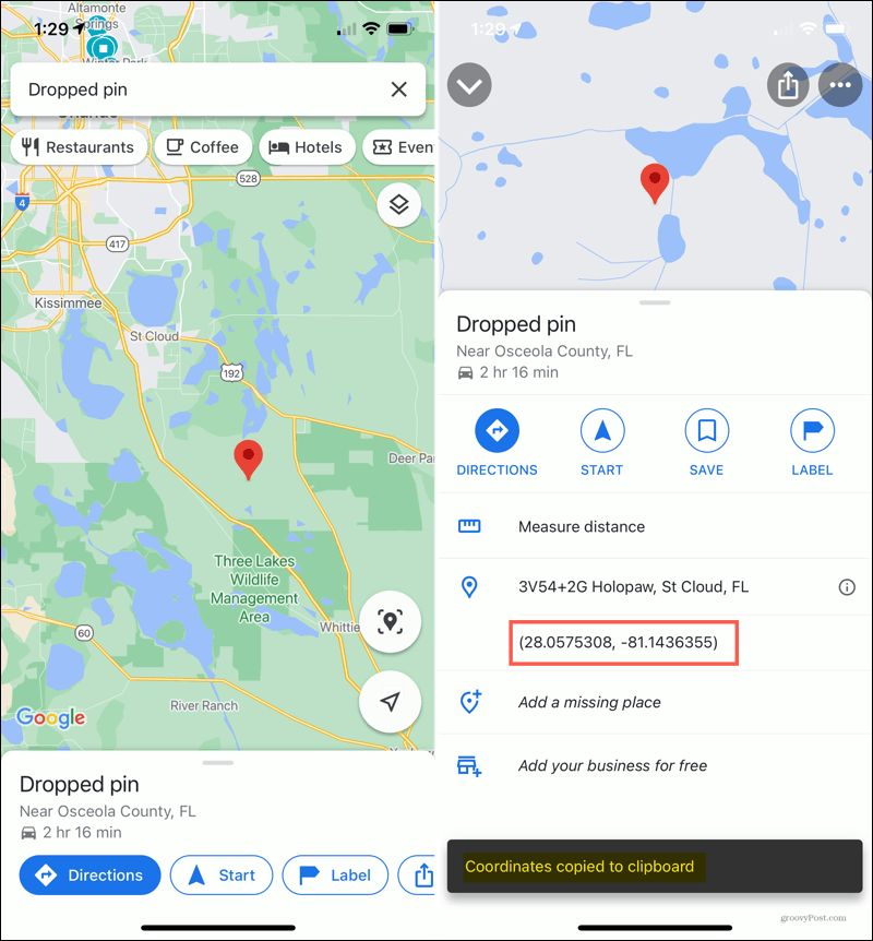Špendlík pre iPhone v Mapách Google
