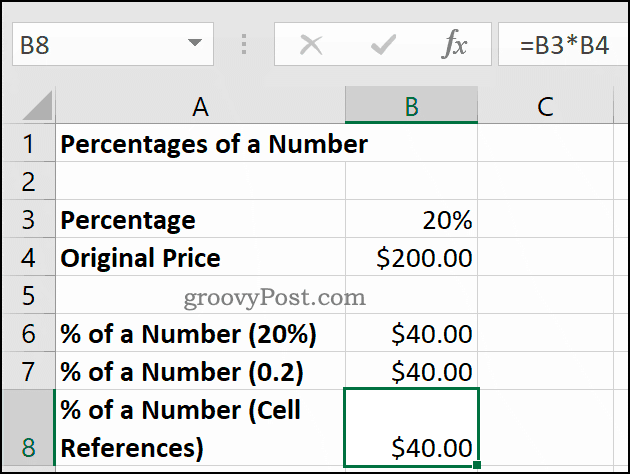 Percentá čísla, zobrazené v programe Microsoft Excel
