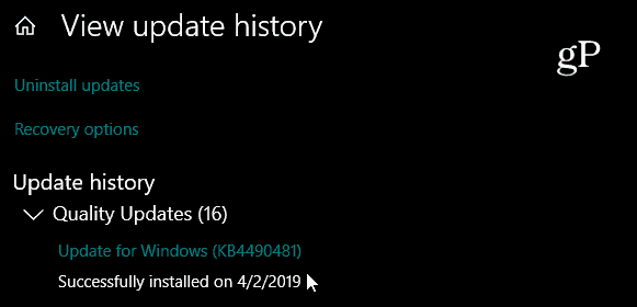 Kumulatívna aktualizácia systému Windows 10 KB4490481