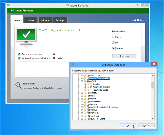 Vlastné skenovanie programu Windows Defender
