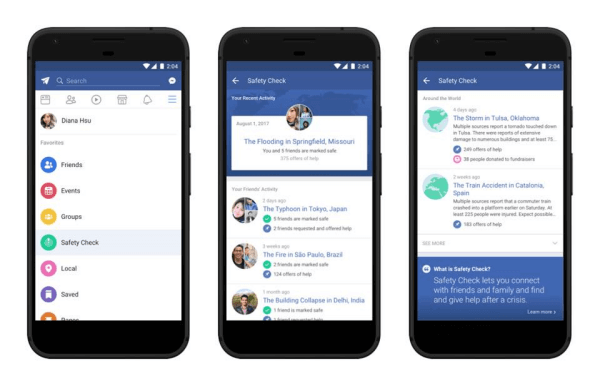 Facebook čoskoro ponúkne špecializovanú Kontrolu bezpečnosti, kde používatelia uvidia, kde bola nedávno aktivovaná, získajú potrebné informácie a môžu potenciálne pomôcť postihnutým oblastiam.