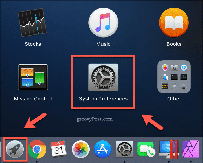 Spustenie systémových preferencií z Launchpadu na MacOS