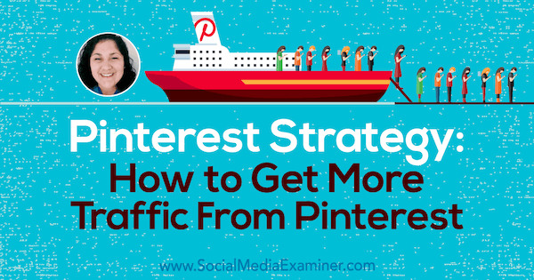 Stratégia Pinterest: Ako získať viac prenosu z Pinterestu, ktorý obsahuje postrehy od Jennifer Priest v podcaste Social Media Marketing Podcast.