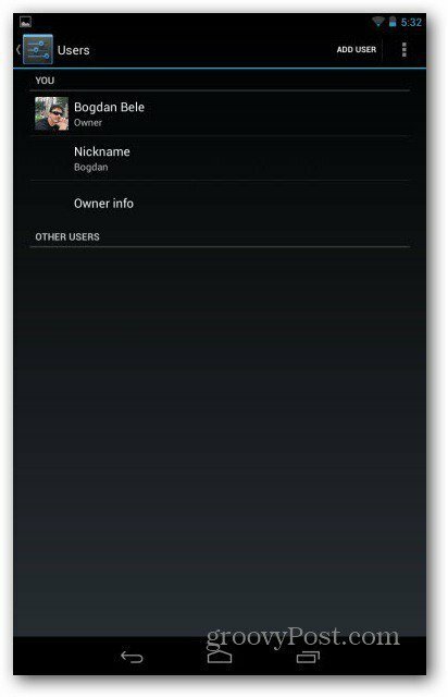 Používateľské účty Nexus 7 pridávajú používateľa