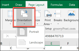 Možnosti orientácie stránky Excel