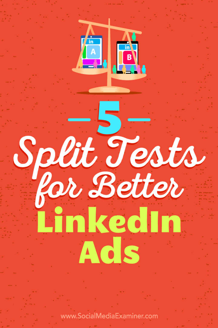 5 rozdelených testov na lepšie reklamy LinkedIn od Alexandry Rynne v prieskumníkovi sociálnych médií.