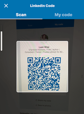 Obrazovka kódu v mobilnej aplikácii LinkedIn