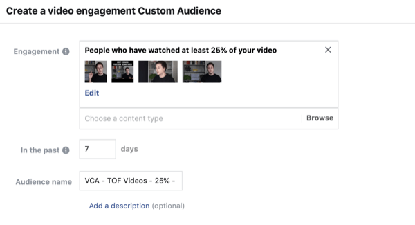 Vytvorte si vlastné publikum divákov v službe Facebook, krok 2.