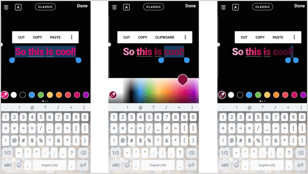 Vytvorte farby prechodu textu zvýraznením textu a pretiahnutím farebného spektra.