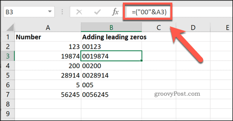 Pridanie nastaveného počtu úvodných núl do buniek programu Excel