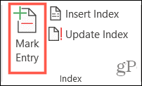 Tlačidlo Označiť vstup do indexu