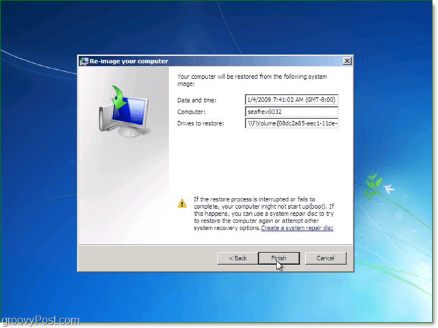ubezpečte sa, že váš systémový obrázok systému Windows 7 je správny