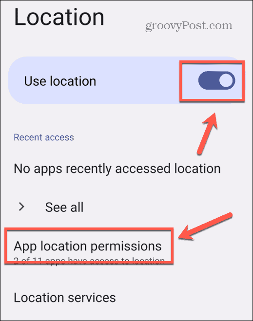 povolenia na umiestnenie v systéme Android