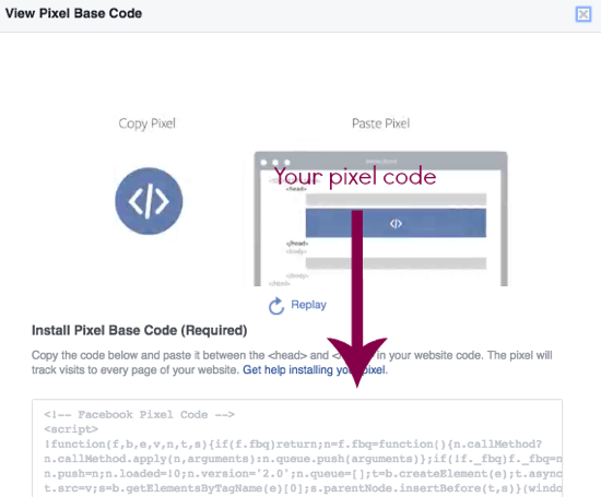 Skopírujte svoj pixelový kód z Facebooku priamo z tejto stránky.