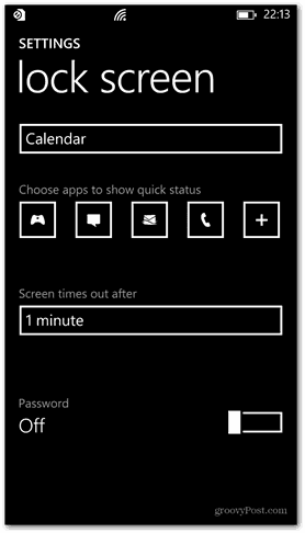 Windows Phone 8 prispôsobuje heslo obrazovky uzamknutia vypnuté