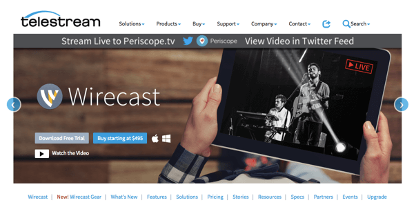 Aplikácia Wirecast vám umožňuje vysielať na Facebook Live, Periscope a YouTube.