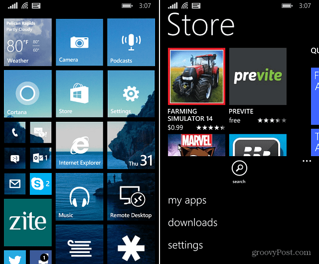 Nastavenia obchodu Windows Phone 8.1