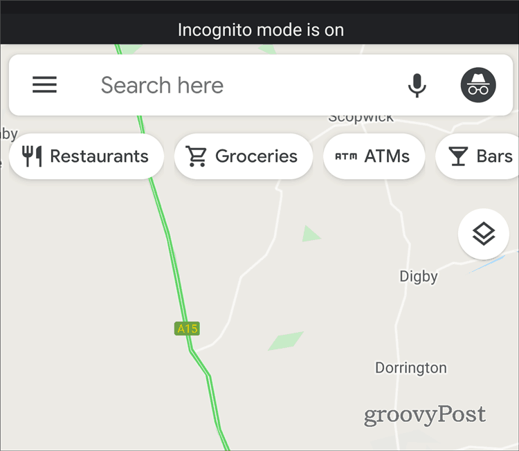 Google mapy Inkognito zapnuté