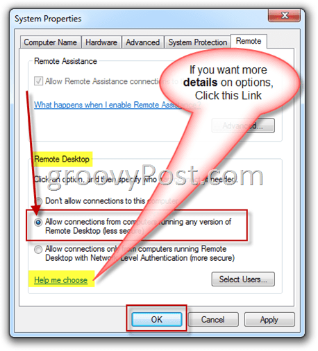 Windows 7 - Nastavenia na diaľku Povoľte prepínač RDP