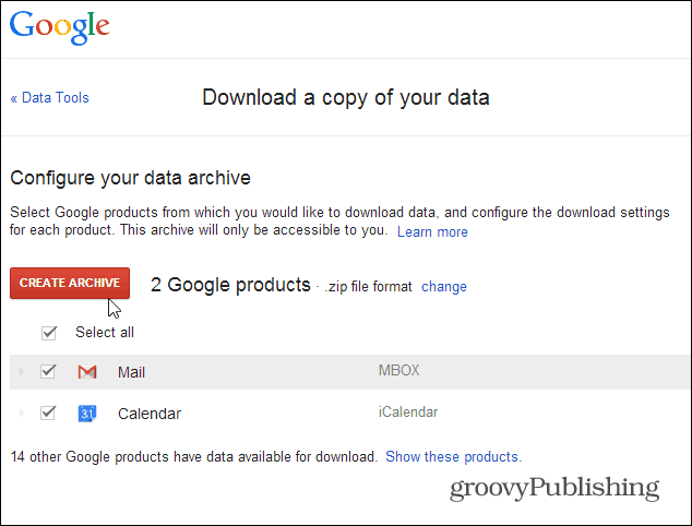 archivovať údaje gmail