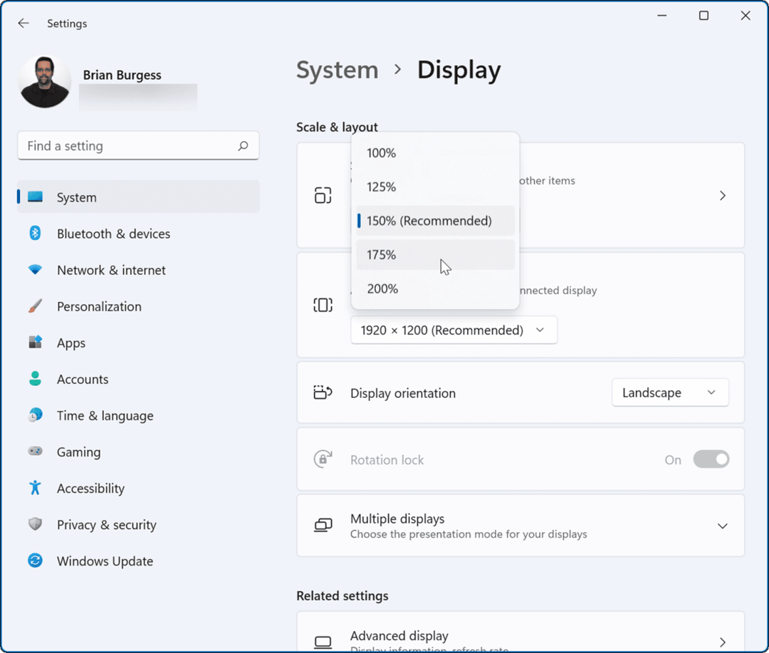 Zmeniť možnosť mierky Windows 11