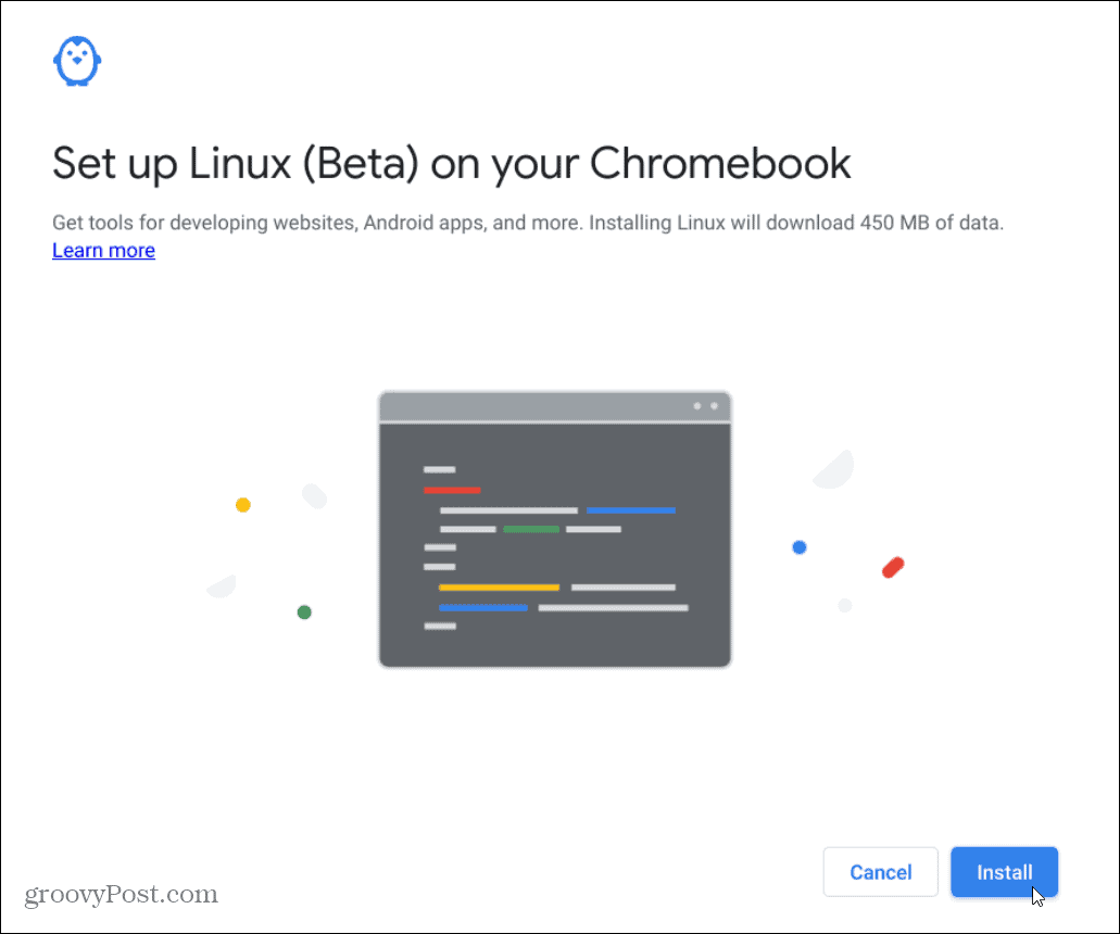  nainštalujte linuxový Chromebook
