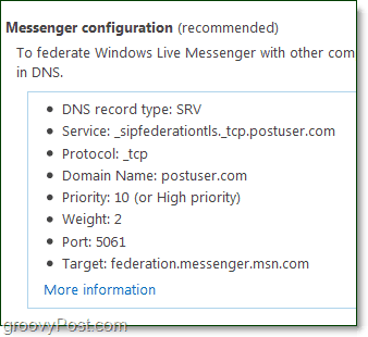 nastaviť konfiguráciu programu Messenger tak, aby používal Windows Live Messenger s vašou doménou