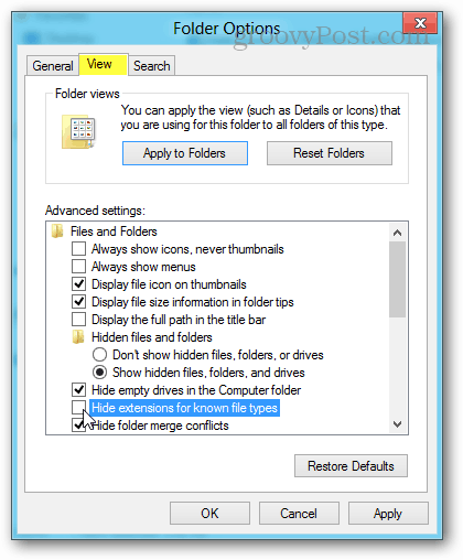 zobraziť možnosti priečinka v systéme Windows 8