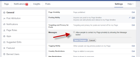 povoliť tlačidlo facebook správy