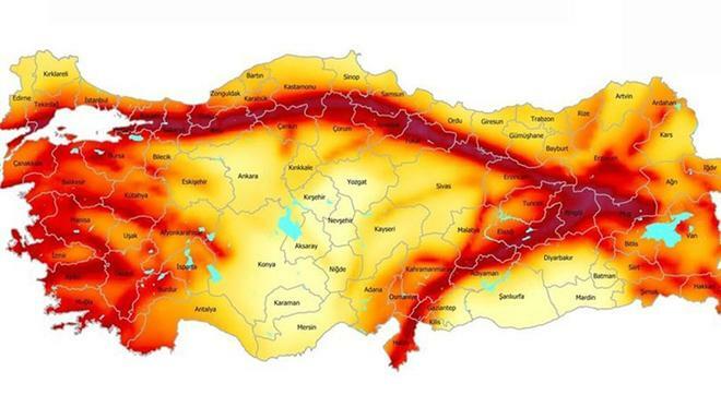 Mapa rizika zemetrasenia v Türkiye