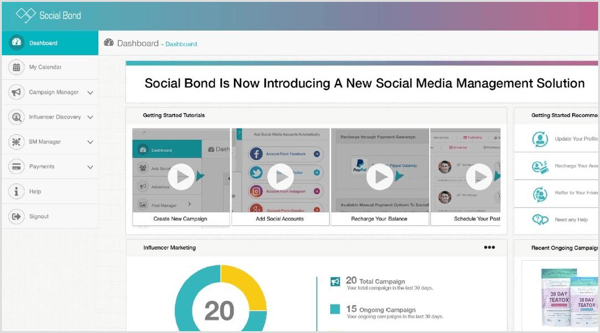 Vyhľadajte ovplyvňujúcich používateľov sociálnych médií pomocou Social Bond a pozrite si hodnotenia na základe sledovateľov, angažovanosti a vplyvu.