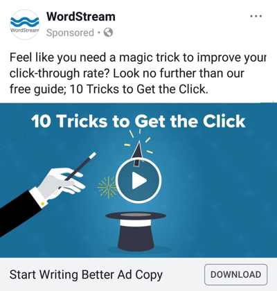 Techniky inzercie na Facebooku, ktoré prinášajú výsledky, napríklad WordStream ponúkajúci bezplatného sprievodcu