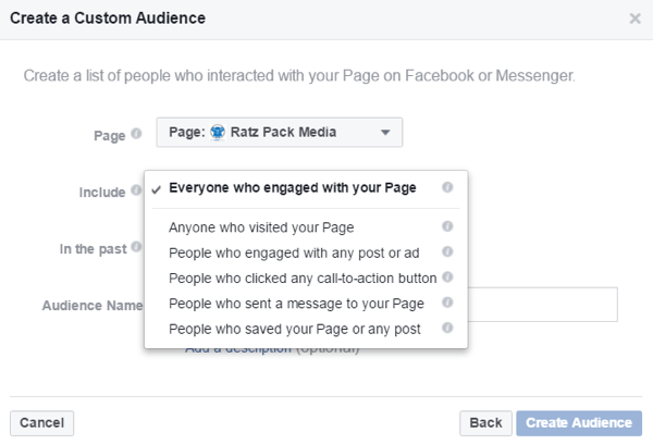 Vytvorte si vlastné publikum na základe ľudí, ktorí interagovali s vašou stránkou na Facebooku.