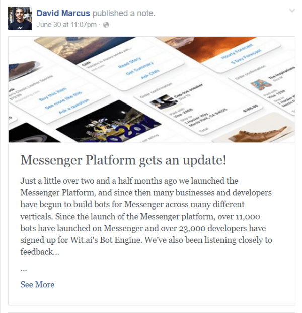 aktualizácia robota facebook messenger