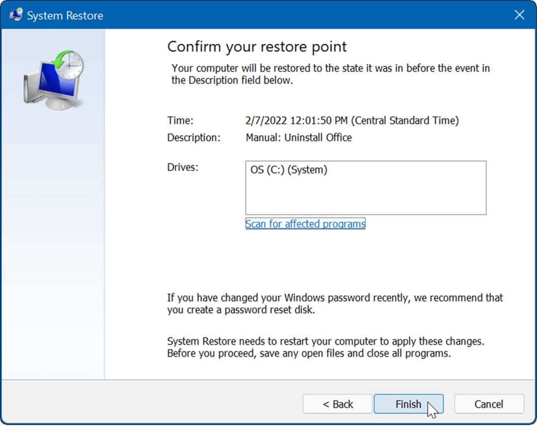Vytvorte bod obnovenia v systéme Windows 11