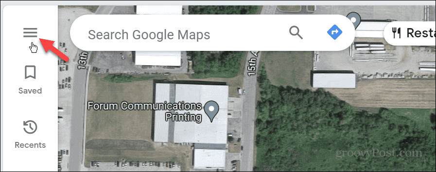 tlačidlo menu google maps