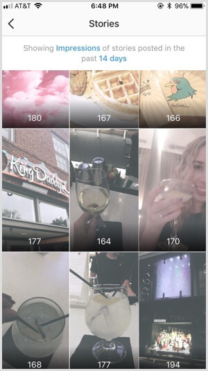 Instagram Insights Stories zoradené podľa zobrazení