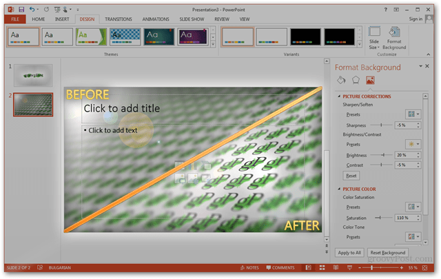 Vytvorenie šablóny balíka Office 2013 Prispôsobenie vlastného dizajnu POTX Prispôsobenie snímok Prezentácia Výučba Ako pred porovnaním porovnania podokna vylepšení úprav fotografií Fotografie na pozadí