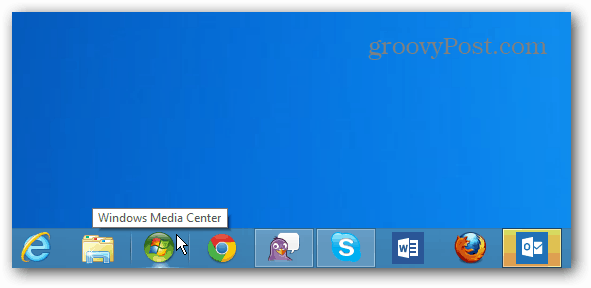 Ikona aplikácie Windows Media Center na paneli úloh