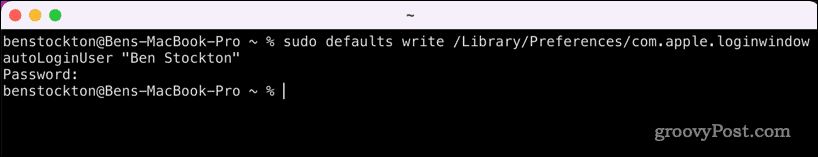Povoľte automatické prihlásenie na Mac pomocou terminálu