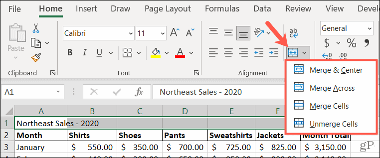 Možnosti zlúčenia v programe Excel