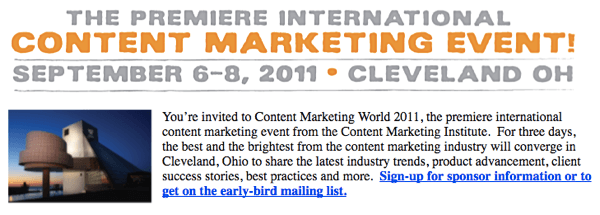 Content Marketing World 2011 inšpiroval Mika k vytvoreniu živej konferencie.