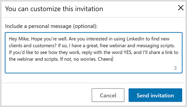 Pozvánka na pripojenie k LinkedIn s osobnou správou je založená na štyroch návrhoch Johna Nema.