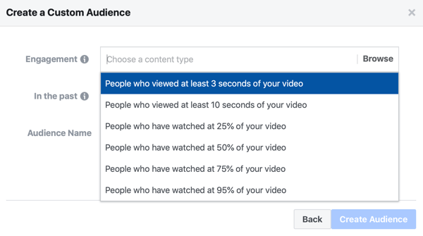 Možnosť vytvoriť na Facebooku vlastné publikum ľudí, ktorí si pozreli časť vášho videa.
