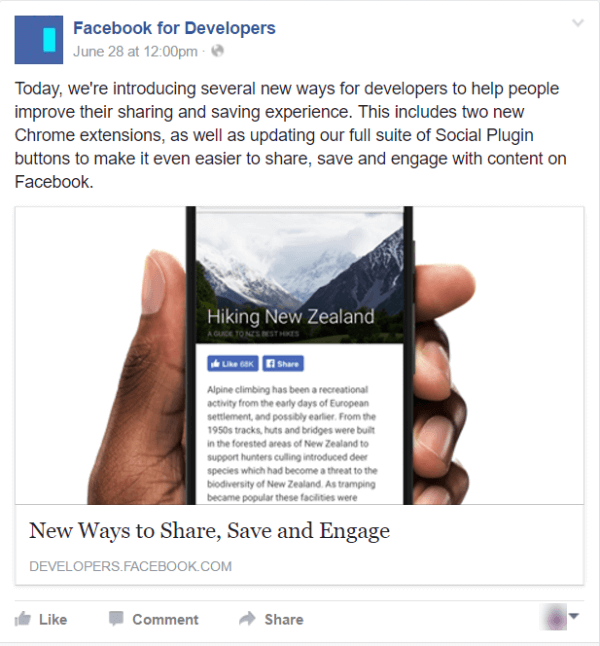 facebookové aktualizácie ako tlačidlo